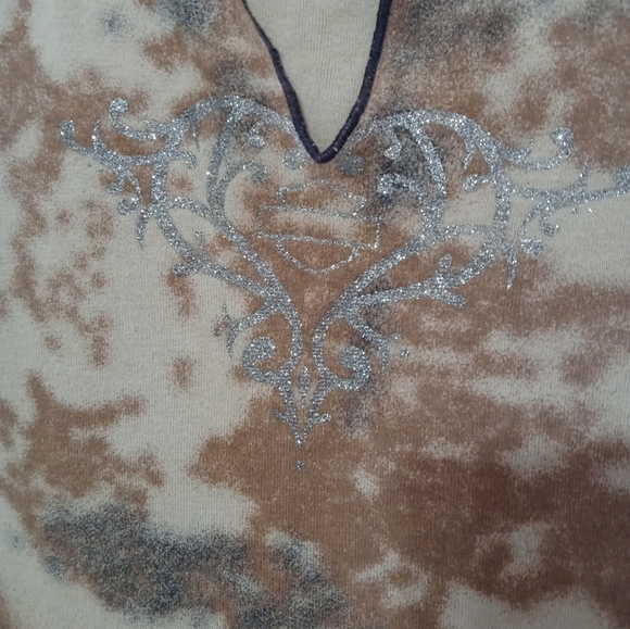 Harley-davidson Sleeveless Tie Dye V Neck Shimmer Front Lima Ohio Tank Top - Picture 2 of 6